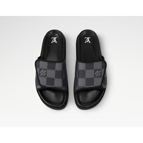 Louis Vuitton Miami Mule FD 0214 9 Slide Slippers Men’s Black Jacquard Fabric - Picture 1 of 11